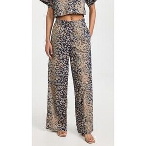 Tanya Taylor womens Ralia Lightweight Cotton Pants size 2X Navy 32" inseam $295